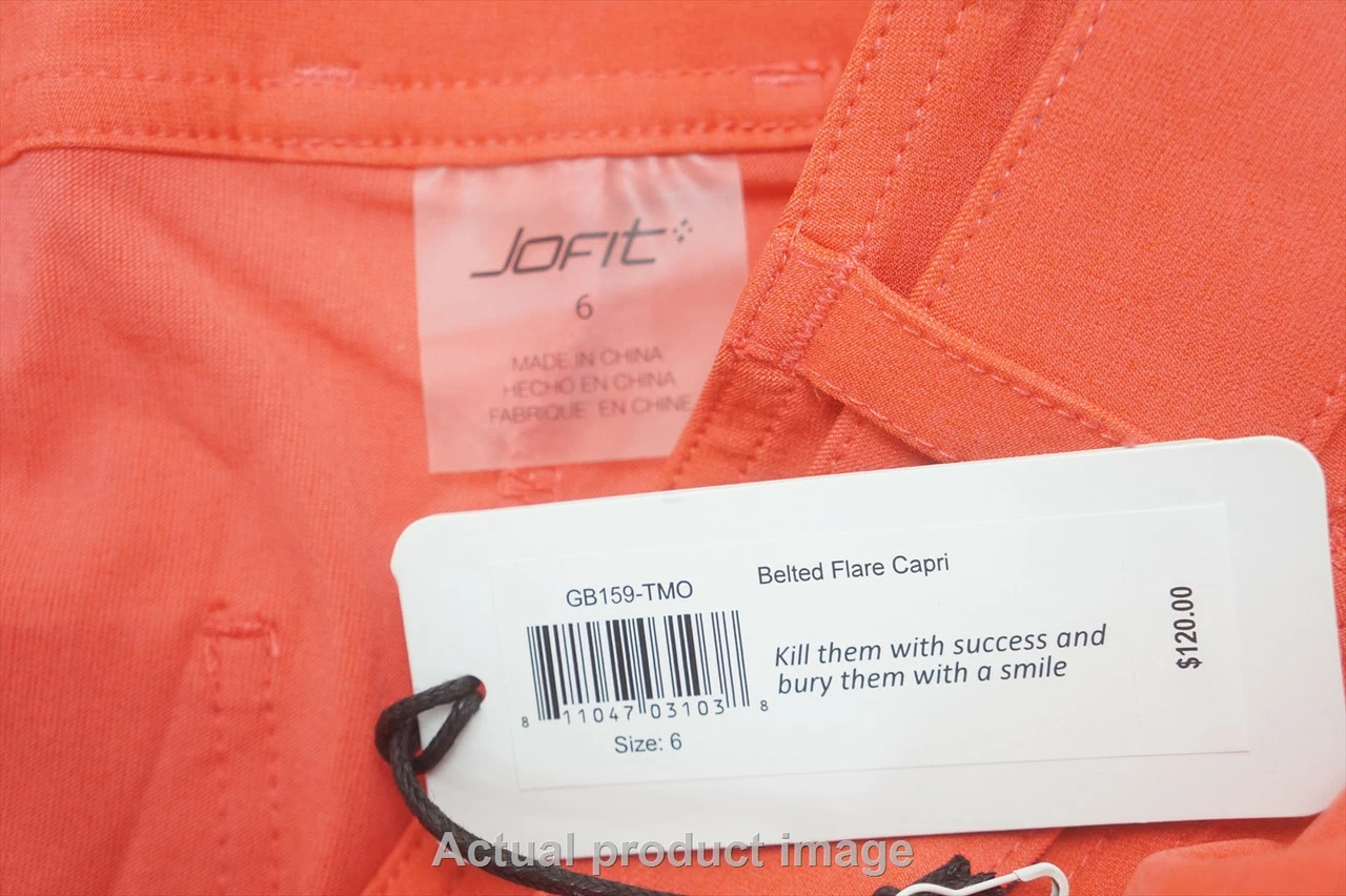 NEW Jofit Golf Belted Flare Capri Pants Womens Size 6 Orange 715A 00987590 - Image 2