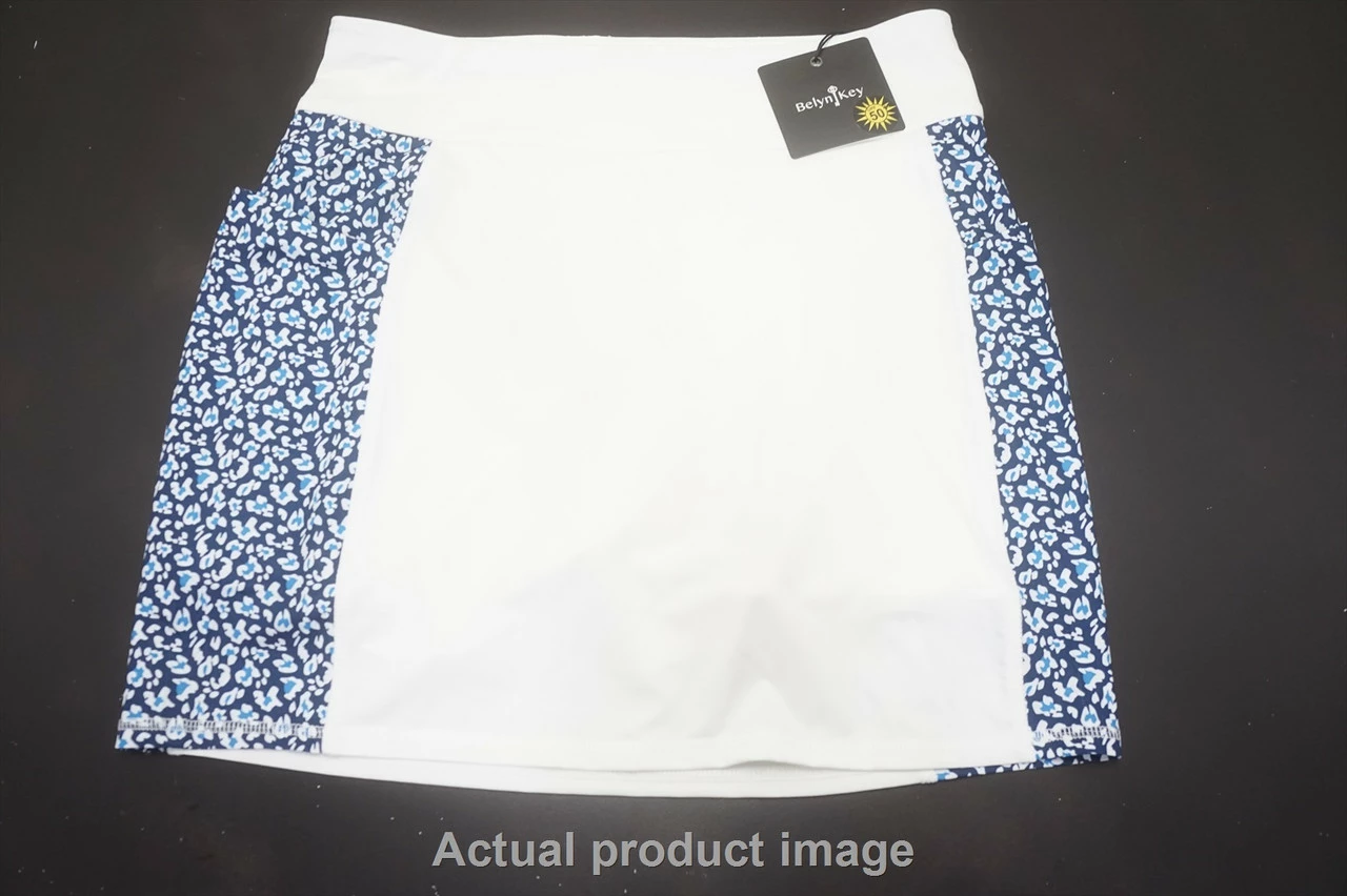 NEW Belyn Key Golf Side Panel Skort Womens Size XX-Small White/Blue 716A 0987972
