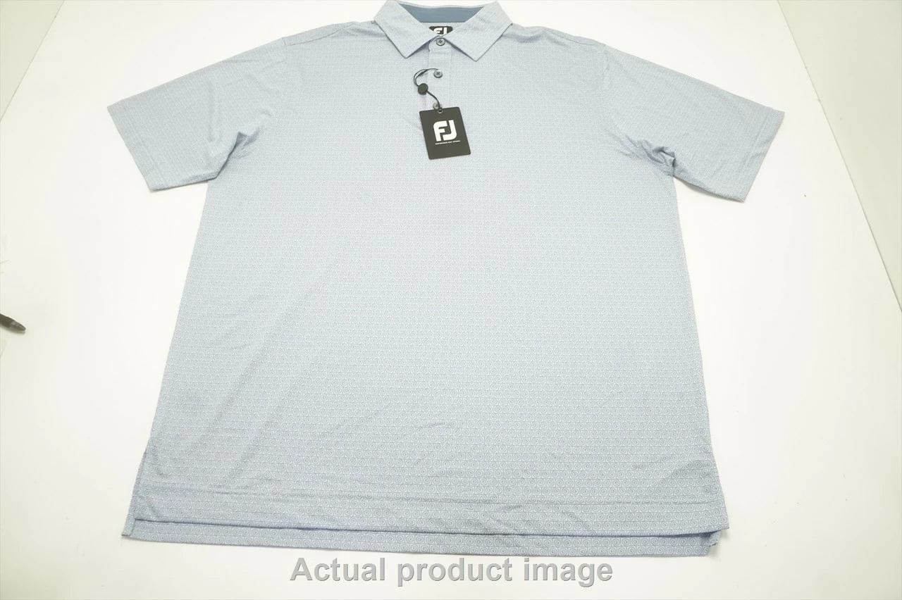 FootJoy Spiral Line Print Lisle Polo Mens Large Purple/Demin 721B 992431