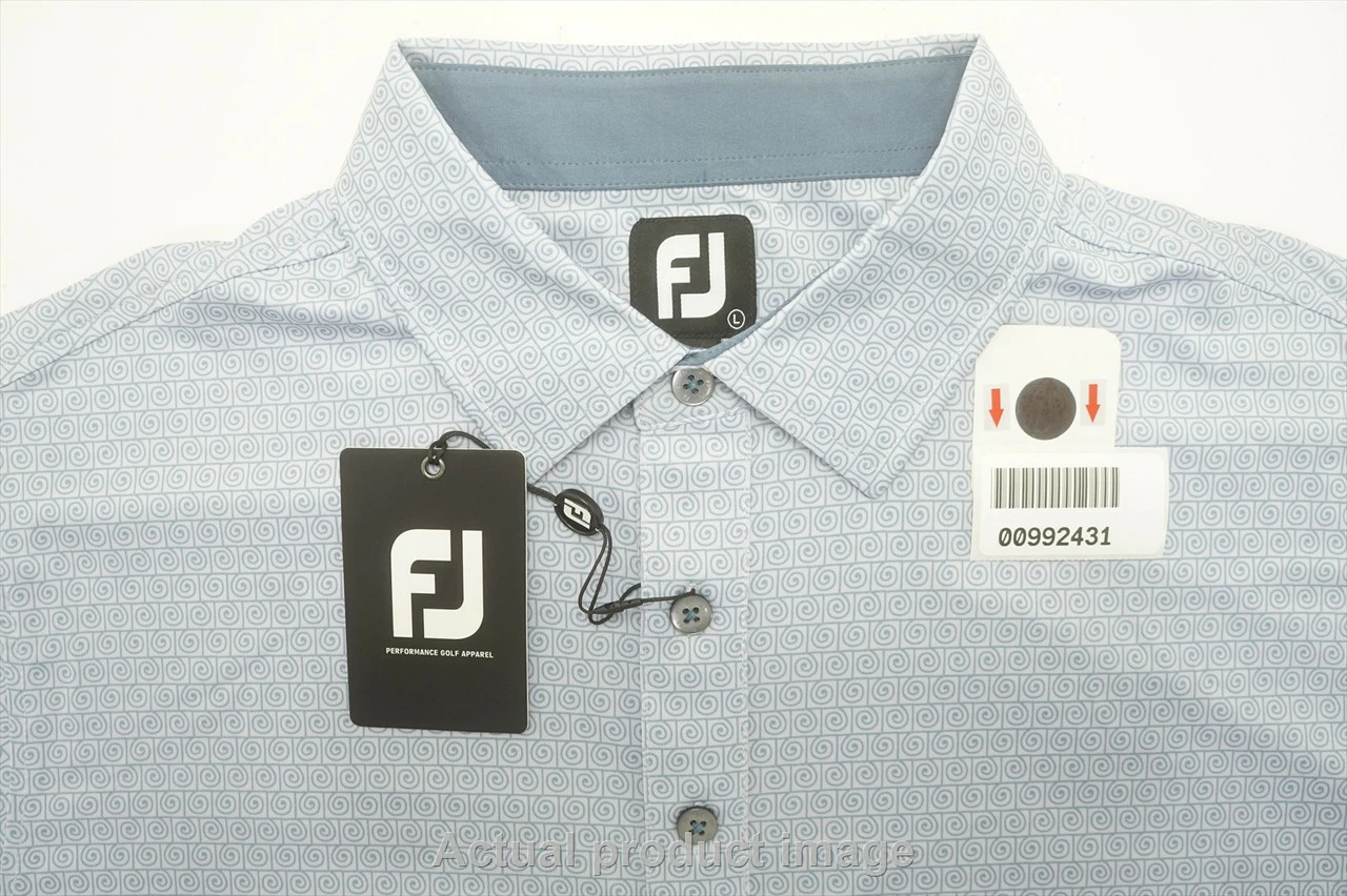 FootJoy Spiral Line Print Lisle Polo Mens Large Purple/Demin 721B 992431 - Image 5