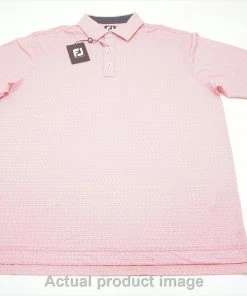 FootJoy Spiral Line Print Lisle Polo Mens Large Watermelon/White 721B 992440