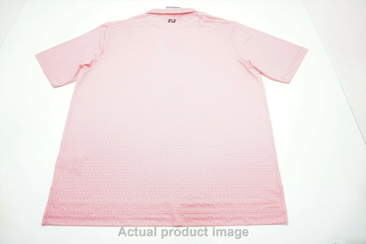 FootJoy Spiral Line Print Lisle Polo Mens Large Watermelon/White 721B 992440 - Image 3