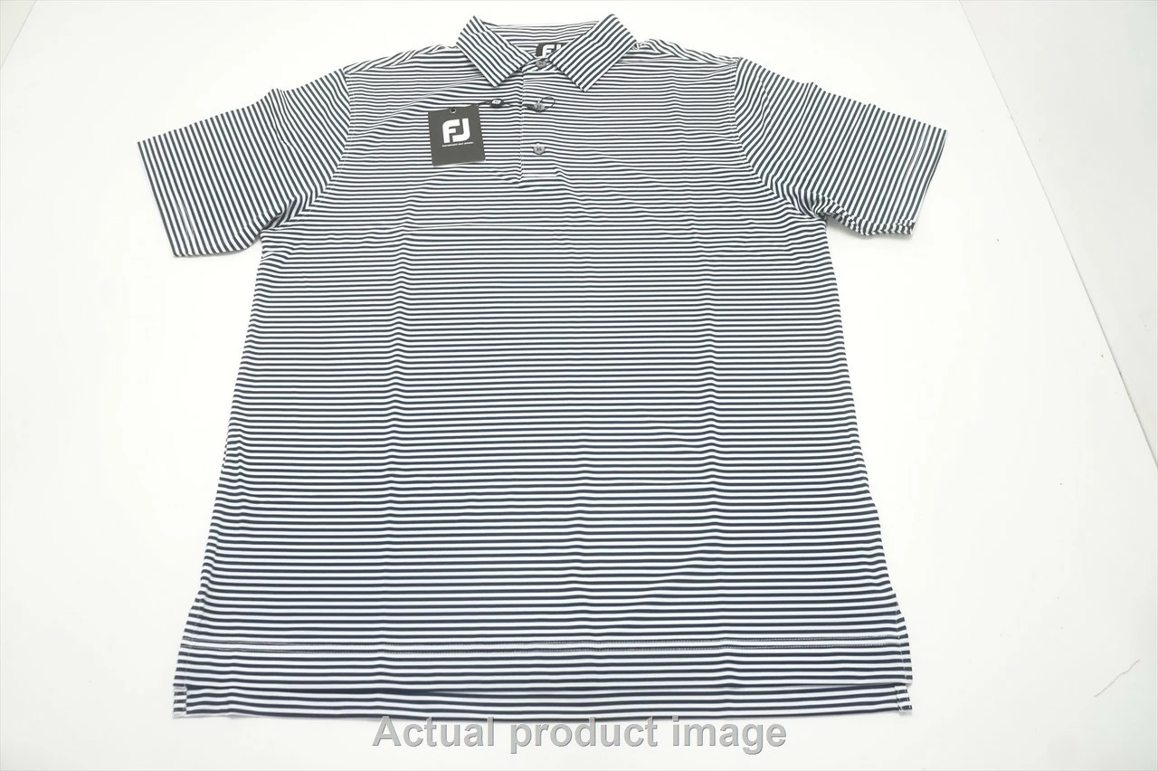 NEW FootJoy Lisle Feeder Stripe Self Collar Polo Mens XL Navy/White 724B 993783