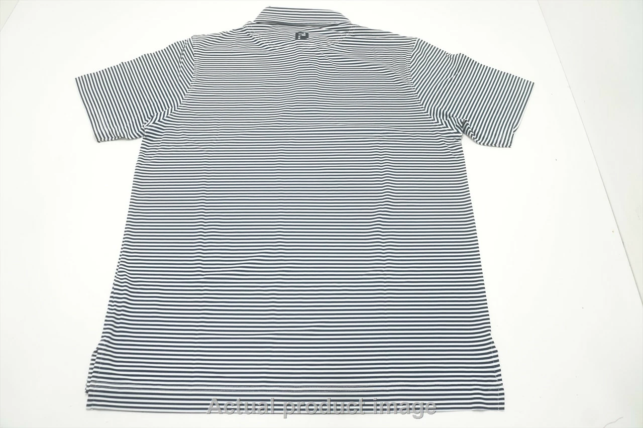 NEW FootJoy Lisle Feeder Stripe Self Collar Polo Mens XL Navy/White 724B 993783 - Image 3