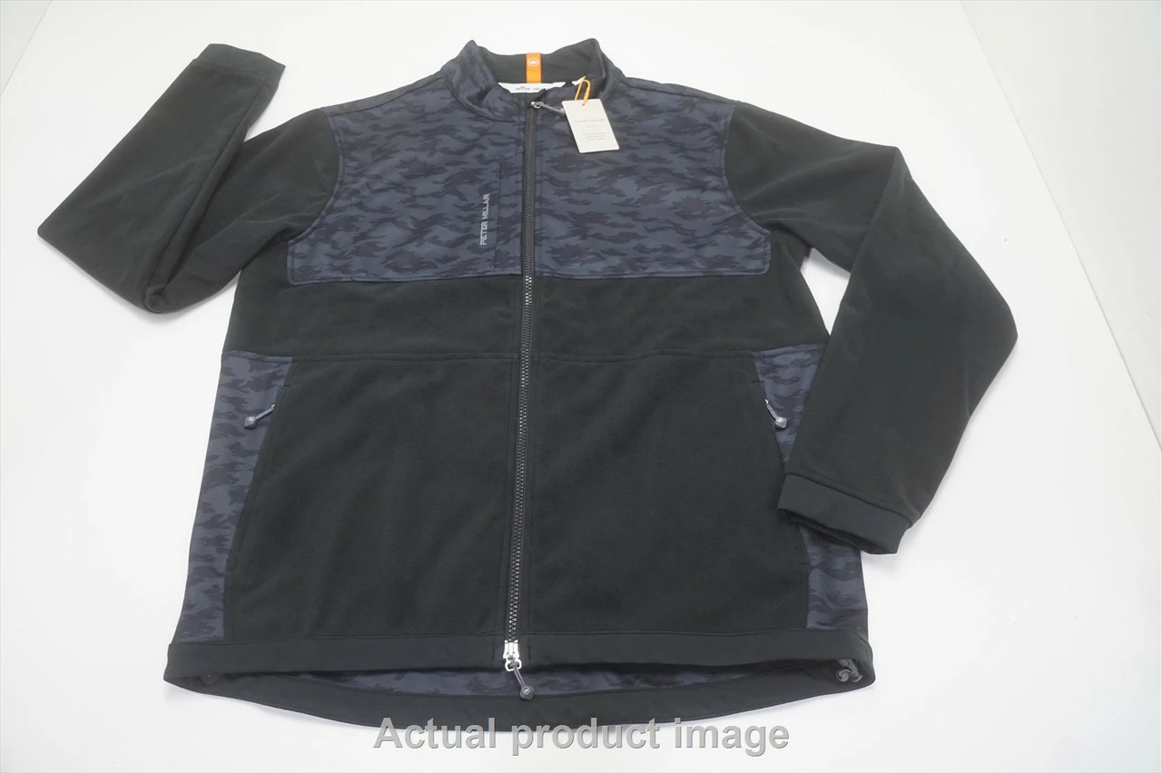 NEW Peter Millar Golf Camo Full Zip Jacket Mens Size Medium Black 727B 00995613