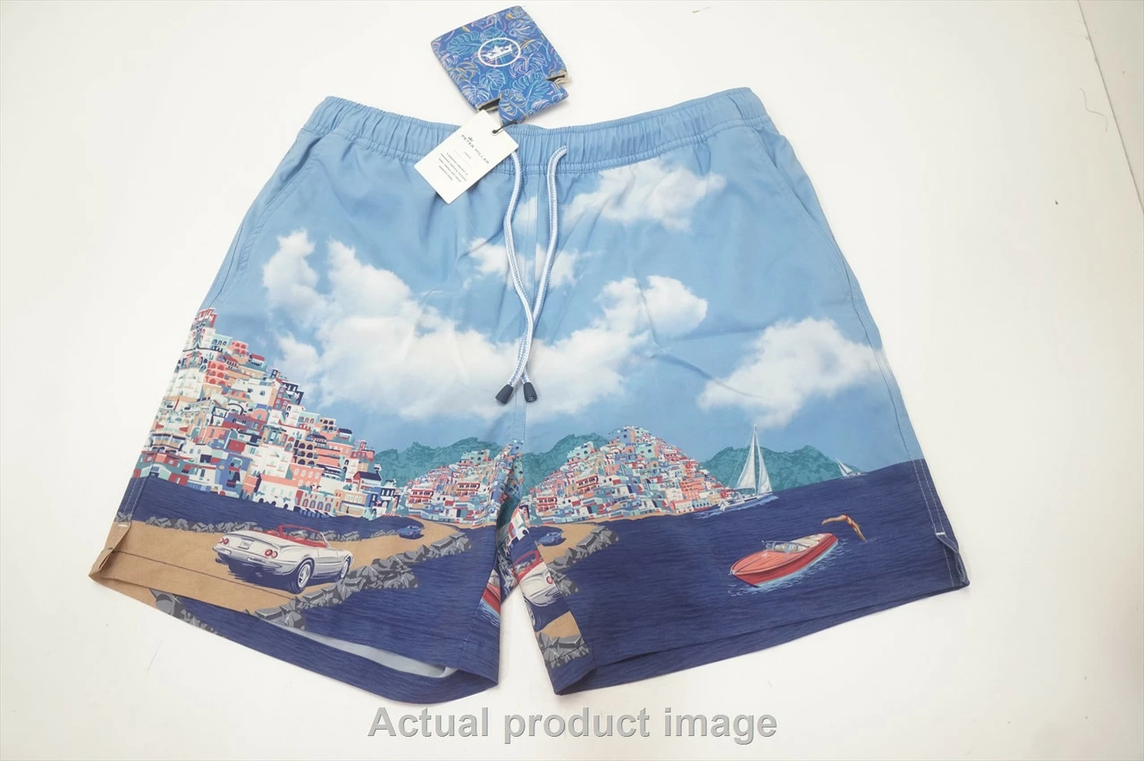New Peter Millar Road To Riviera Swimtrunk Mens Medium Blue 735A 998842
