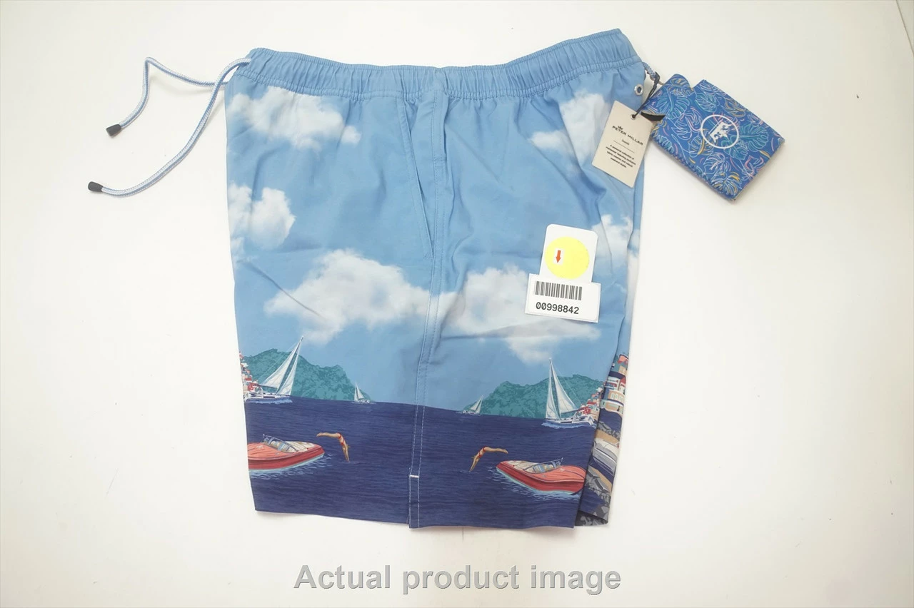 New Peter Millar Road To Riviera Swimtrunk Mens Medium Blue 735A 998842 - Image 5
