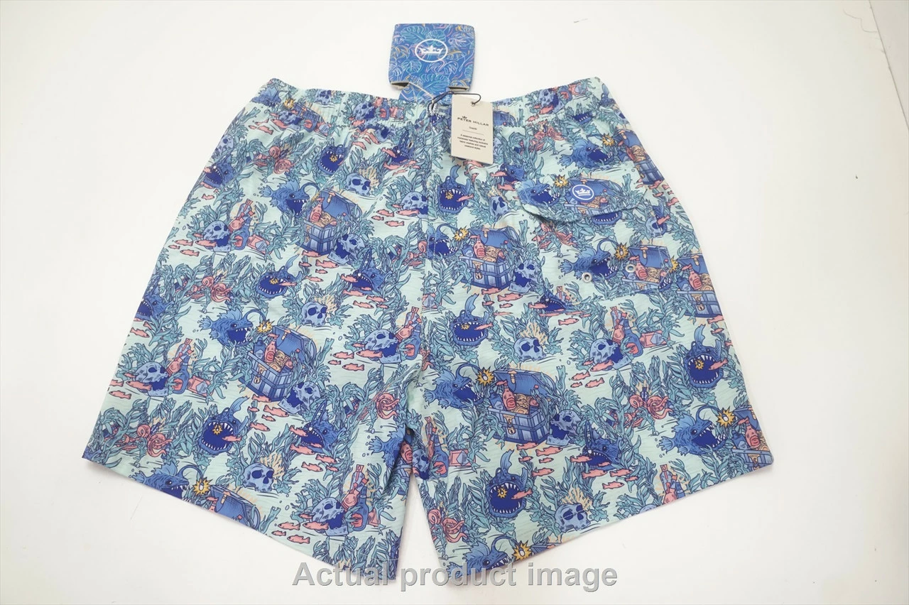 Peter Millar Golf Lit Up Swimtrunk Shorts Mens Size Medium Mint Chip 735A 998845 - Image 3