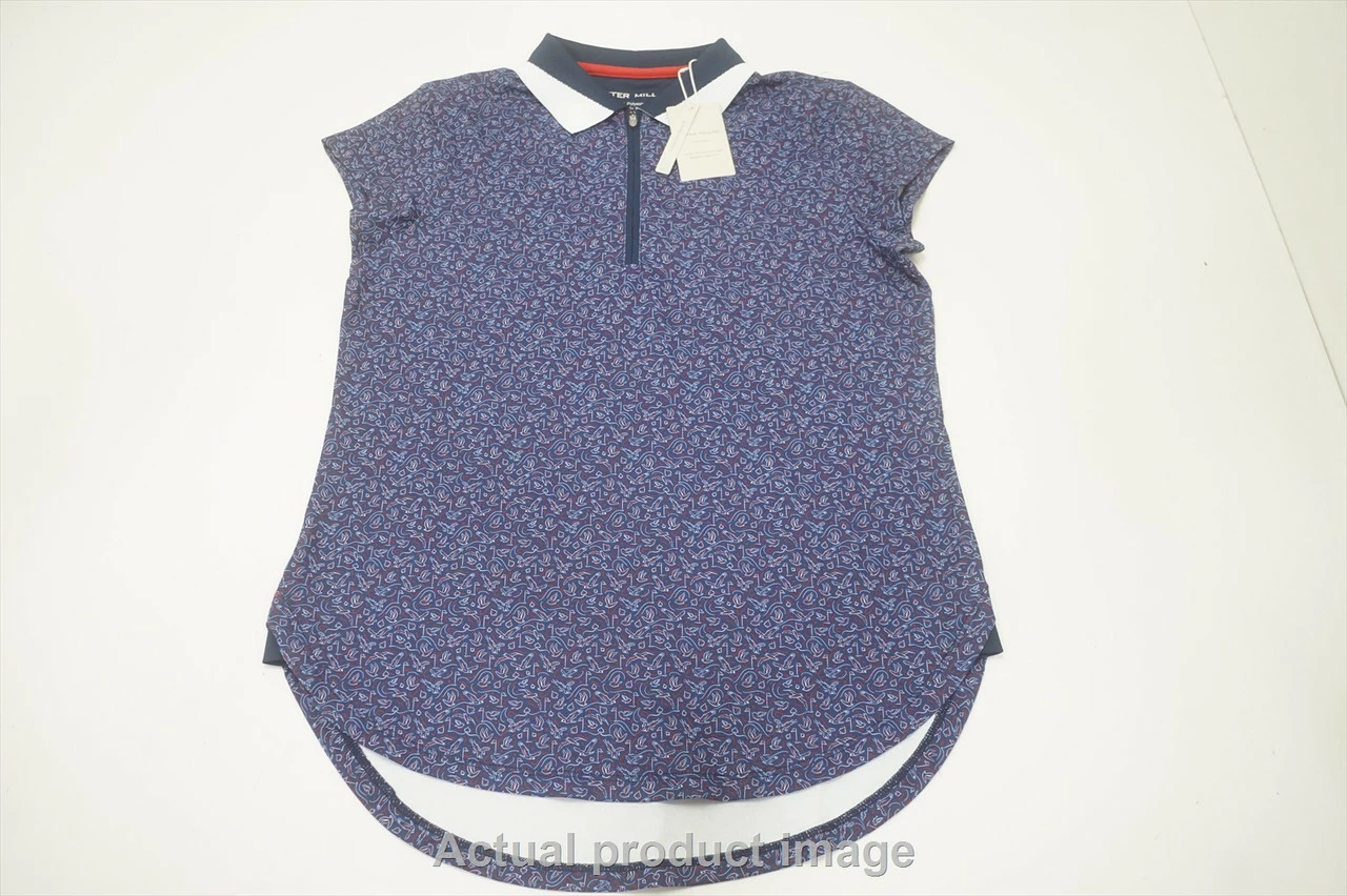 Peter Millar Bianca Cap Sleeve Polo Womens Small FLY WHITE 737A 00999177