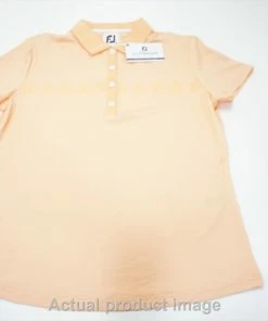 NEW FootJoy Cap Sleeve Houndstooth Print Polo Womens Medium Melon 739C 01002511