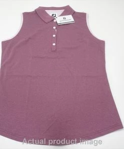 FootJoy Sleeveless Houndstooth Polo Womens Medium Fig Heather 739C 01002521