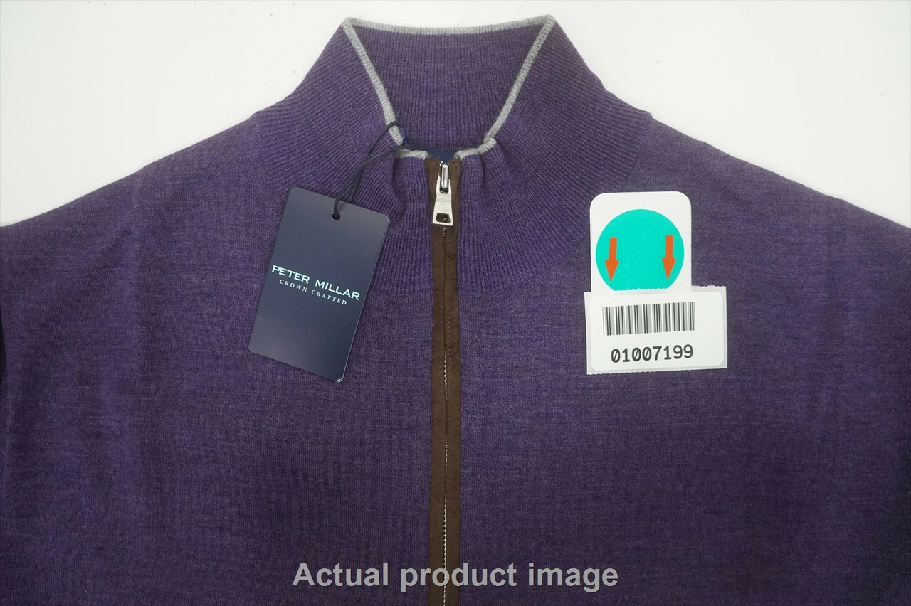 Peter Millar Excursionist Merino Wool Sweater Mens Medium Dplum 745A 1007199 - Image 5
