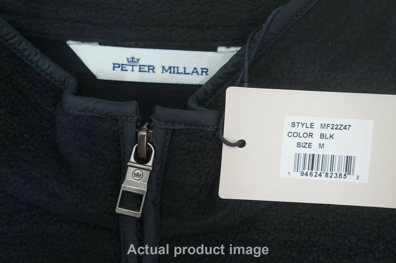 NEW Peter Millar Golf Fleece Jacket Mens Size Medium Black 746B 01007930 - Image 2