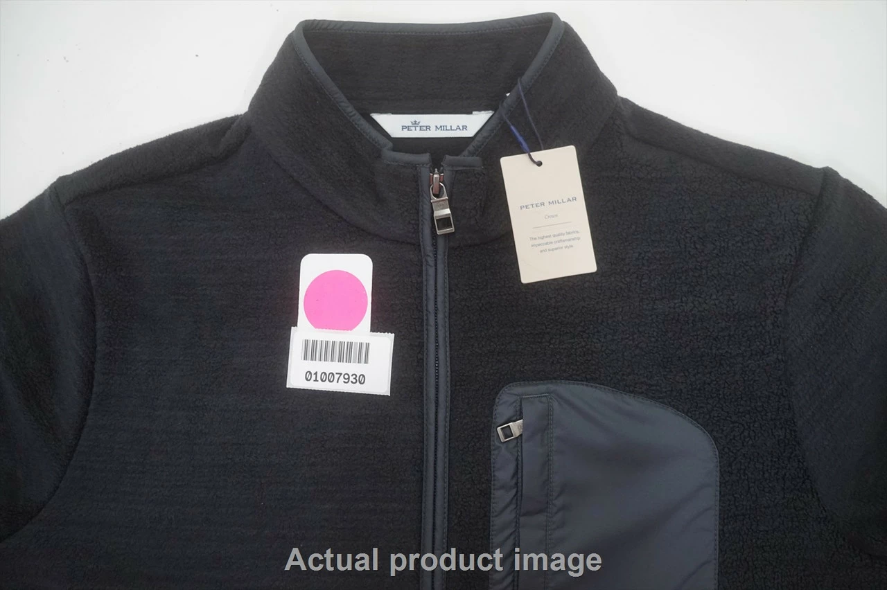 NEW Peter Millar Golf Fleece Jacket Mens Size Medium Black 746B 01007930 - Image 5