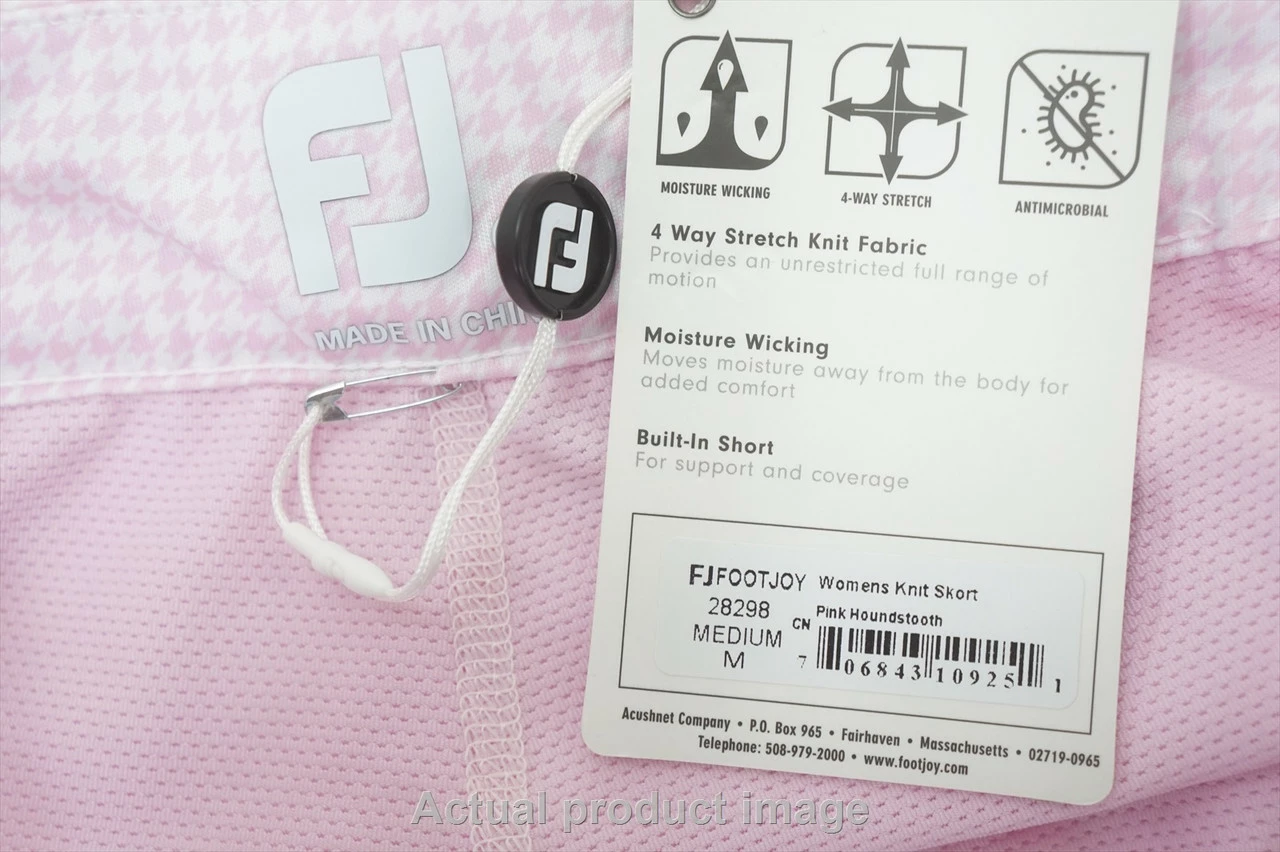 NEW FootJoy Golf Knit Skort Womens Size Medium Pink Houndstooth 755A 01013848 - Image 2