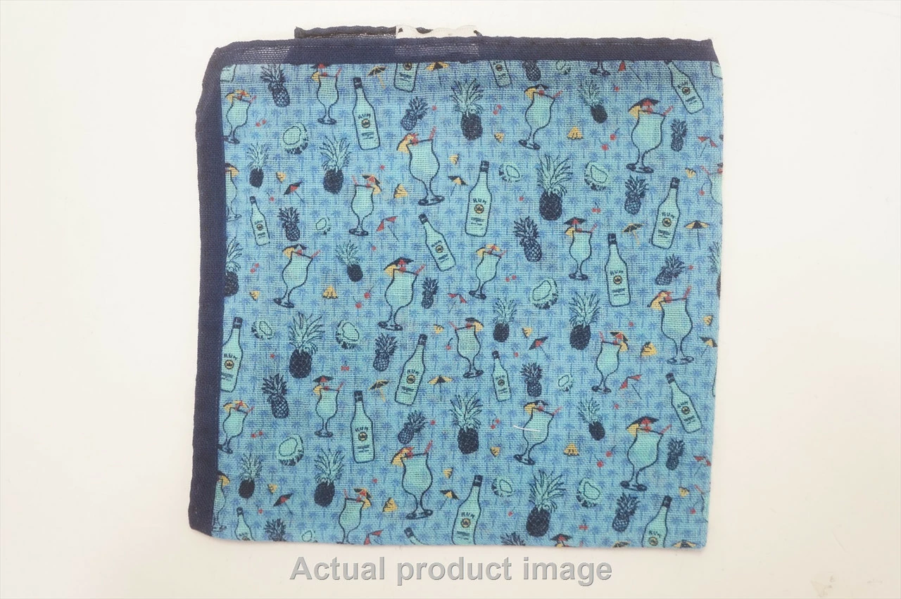 New Peter Millar Drinks Pocket Square Spring 2023 Mens Size OS Sky/Navy 1048195