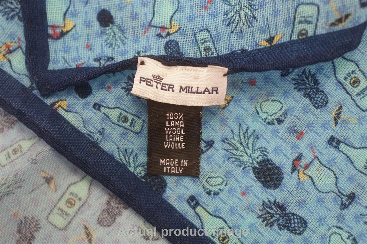 New Peter Millar Drinks Pocket Square Spring 2023 Mens Size OS Sky/Navy 1048195 - Image 3