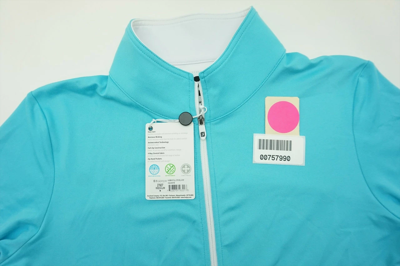 New FootJoy Golf Midlayer Jacket Womens Size Medium Aqua/White 256B - Image 5