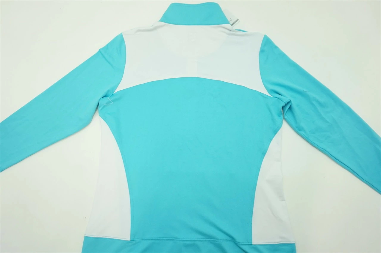 New FootJoy Golf Midlayer Jacket Womens Size Medium Aqua/White 256B - Image 3