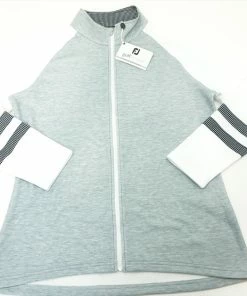 New FootJoy Women's Midlayer Jacket Size Medium Heather Grey/White/Black 391A 821215